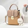 Bolsa de mão moda quadrada pequena bolsa bolsa para celular pingente de pelúcia simples bolsa de ombro transversal bolsas de comércio exterior