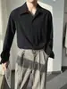 Elegante Camisa de Manga Larga con Rayas Verticales para Hombre, Corte Holgado, Top Versátil Casual, Camisa de Moda en Blanco y Negro