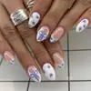 Arte de Uñas Degradado Transfronterizo Europeo y Americano Más Vendido Piezas de Uñas Portátiles Uñas Francesas Cortas Ovaladas Avanzadas Pegatinas para Uñas
