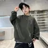 Sudadera con Forro de Terciopelo para Niños, Otoño e Invierno, Tallas Medianas y Grandes, Sudadera Informal Cálida Holgada con Letras de Retazos y Cuello Redondo, Ropa Infantil de Moda para Niños