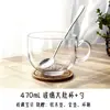Taza de Vidrio Ins Taza de Desayuno para Leche Taza de Barriga Grande Tazón con Tapa y Cuchara Set Taza Resistente al Calor para Café Flor de Té Taza de Cerveza