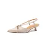 Sandalias de Verano 2026 Estilo Vintage Caladas de Punta Cerrada sin Talón Combinadas con Falda, Tacones Altos Retro Sencillos Franceses para Mujer