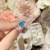 Camellia Estética Geométrica Europea y Americana Anillo Abierto en Forma de Corazón Aguamarina Set de Collares para Mujer de Lujo Ligero Diseño Francés