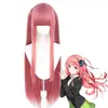 TongchuanAs Quintuplas Essenciais Nakano Nino Peruca de Cosplay de Anime Cabelo Longo Liso Rosa Fumaça Rede Rosa