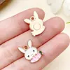 15 Caricatura Lindo Zanahoria y Conejo Blanco Festival de Mediados de Otoño Conejo de Jade Colgantes de Aleación Accesorios para Joyería DIY