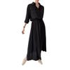 Chic Coreano 2026 Primavera y Otoño Estilo Francés Ligero Maduro Elegante Casual Bolsillo Suelto Cordón Cintura de Corbata Vestido para Mujer