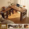 Mesa de canto com estante e livraria, mesa integrada para quarto, uso doméstico, penteadeira extensível, mesa de computador de canto, mesa de escritório