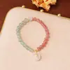 Pulseira de Pérola Rosa Cristal Natural para Mulheres Novo Estilo Chinês Cristal Morango Pixiu Garra de Gato Tendência Nacional Joia de Mão Atacado