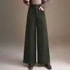 Calça de Veludo Cotelê Wide Leg da Moda para Mulheres 2026 Outono/Inverno Nova Calça de Cintura Alta Reta Solta Emagrecimento Casual Tendência