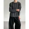 Camiseta Simples de Cor Sólida com Gola Mandarim para Homem, Caimento Solto Casual para o Dia a Dia Primavera/Outono Novo Estilo Camisa Básica de Nicho