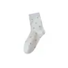Calcetines largos de otoño e invierno para mujer, calcetines de algodón dulces, calcetines de media pantorrilla transpirables y resistentes al olor, calcetines apilados florales sin costuras estilo coreano para otoño