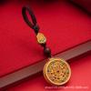 Chaveiro de Carro Antigo Dourado Bússola Cinco Bênçãos Pingente de Bolsa de Paz de Alta Qualidade para Homens Ornamento Pingente de Bússola Vazada para Mulheres