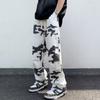 Pantalones casuales holgados y rectos de camuflaje con cordón para hombre, estilo americano, para otoño e invierno