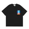 Camiseta Unisex Gola Redonda Manga Curta Loose com Estampa do Logo Casablanca Verão Casablanca Tendência Algodão Puro