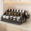 Estante para condimentos de cocina, estante para condimentos de encimera, estante multifuncional de almacenamiento de condimentos para aceite, sal, salsa y vinagre