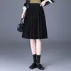 Saia midi de mistura de lã feminina, nova coleção de outono, saia evasê de cintura alta, tamanho grande, preta, fluida, rodada, saia de cinco pontas