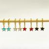 Aretes colgantes de estrella de cinco puntas color circón con microincrustaciones de cobre, estilo casual, accesorios para aretes de mujer, recubrimiento galvánico de retención de color dorado