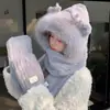 Bonito Sombrero de Oso para Mujer, Nuevo Estilo de Invierno, Felpa, Cortavientos, Engrosado, Cálido, Adelgazante de Rostro, Protector de Orejas, Gorro Bufanda