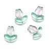 Vidro Cor Transparente Tulipa Folha Montagem Pingente Artesanal DIY Pulseira Colar Chaveiro Acessórios Furo Passante