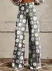 Moda para Mujer Tallas Grandes Casual Pantalones Finos Imitación de Mezclilla Pierna Ancha Largos Comercio Exterior Europeo y Americano Cross-Border Aliexpress Ebay