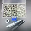 100 Juegos de Ojales de Presión de Borde de 12 mm de Diámetro Interior con Juego de Herramientas Metálicas Hebilla de Ojales Huecos Hebilla Redonda para Equipaje Lona