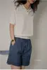 Camisa Polo de Seda Gelo Damasco Francês Feminina Verão Fina Estilosa Única Doce Picante Tricô Manga Curta Camiseta