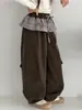 Pantalones Casuales de Primavera y Otoño para Niñas 2026 Nuevo Dulce Estilo Coreano Pantalones Cargo a Cuadros con Solapa Trasera para Niñas Mayores