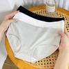 Novo estilo simples cueca feminina estudante puro algodão esportes menos mulheres puro algodão fino quadril levantando cuecas cintura média