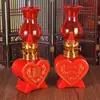 Lámpara infantil de boda par de corazones de melocotón lámpara de alcoba nupcial lámpara de vela Mei Foo diseño de habitación de boda lámpara de mesita de noche nudo eterno lámpara feliz concéntrica