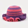 Popular Transfronterizo Amazon Sombrero de Pescador de Punto con Volantes Sombrero Tejido a Crochet Hecho a Mano Sombrero de Lana de Colores de Moda con Volantes