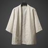 Verano 2023 estilo chino estilo antiguo túnica algodón lino lino Hanfu hombres casual color sólido manga corta holgado abrigo hombres