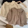¡Exquisito y elegante! Colección de otoño 2026 estilo coreano: tops de moda estilo muñeca para niñas pequeñas, camisetas de manga larga de algodón puro para niños pequeños y bebés