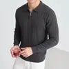 2026 Nuevo Otoño Estilo Británico Ajustado Cuello Solapa Ropa Interior Tejido de Punto Manga Larga Para Hombre Lugar de Trabajo Suéter Sencillo