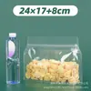 Saco Selável Auto-Sustentável Transparente de Oito Lados, Saco de Embalagem com Zíper Fosco, Saco de Embalagem Selada para Lanches e Alimentos Artesanais, Em Estoque