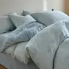 Nueva Colección Primavera/Verano 2026: Juego de Cama de Cuatro Piezas Jacquard Teñido en Hilo Grado A 100% Algodón Transpirable y Suave con la Piel Gasa de Doble Capa Algodón Lavado
