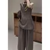 Conjunto de Dos Piezas de Moda de Verano 2026 para Mujer: Chaleco sin Mangas y Pantalones de Pierna Ancha, Atuendo de Estilo Relajado, Moderno