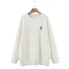 Runtqi Talla Grande Joven Bordado de Oso Cuello Redondo Suéter Holgado 8512 Otoño/Invierno 100kg Ropa Hermosa para Mujer