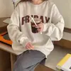 Sudadera Redonda con Estampado de Letras Estilo Hong Kong 2025 para Mujer Otoño e Invierno Estilo Coreano Holgazana de Terciopelo Gruesa Chaqueta Top de Moda