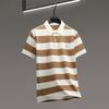 Camiseta de Manga Corta para Hombre Nueva de Verano Marca de Moda Camisa Polo Rayada Versátil Holgada de Media Manga para Hombre