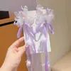 Acessório de cabelo Hanfu para meninas, grampo de cabelo flor laço colorido estilo antigo, tiara de princesa com borla super fada