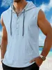 Colete Masculino de Verão Estilo Americano, Solto, Casual, Cor Sólida, com Capuz, Sem Mangas - Amazon Transfronteiriço