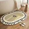 Alfombrilla de Baño Ovalada para Tina Absorbente de Agua Secado Rápido Antideslizante Felpa Gruesa para Puerta de Inodoro