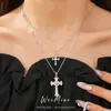 Colar Cruz de Zircônia, Corrente Clavícula de Luxo Leve Nicho, Estilo Minimalista, Conjunto de Duas Peças de Colares Versáteis de Moda Personalizados, Atacado