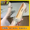 Uso de dos maneras con faldas zapatos de tacón medio mujer 2026 Primavera/Verano Nuevo Francés Tacón Grueso Uso Diario Pies No Cansados Zapatos de Salón Mujer