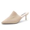 Chinelo Feminino Novo Estilo 2025, Chinelos Meio-pé Retrô Tecidos da Moda, Bico Fino, Salto Alto e Salto Agulha