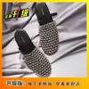 Chanclas Negras Planas Estilo Coreano para Playa, Zapatos de Malla, Sandalias Romanas, Medias Zapatillas Retro de Nicho Caladas para Mujer, Nuevo Modelo 2025
