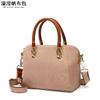 Bolso de mano informal para mujer, bandolera de lona impermeable con primera capa de piel auténtica, bolso de hombro de color liso, rebosante