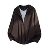 Sudadera Han Lu de Dos Piezas Falsas con Media Cremallera y Cuello Redondo para Hombre, Estilo Otoño, Retro Old Money Minimalista Holgada Chaqueta Pulóver Q