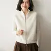 Colete de Tricô Gola Alta em Cashmere Feminino 2026 Outono Inverno Novo Design Simples com Zíper Suéter Colete Tendência