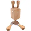 Set de Cuchillos para Queso de Acero Inoxidable y Madera de Acacia de Cuatro Piezas para Cortar Queso y Bocadillos, Cuchillo Cuadrado para el Hogar con Accesorio Magnético